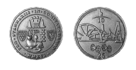 Photo showing real tin medallions, cast for conference 2016